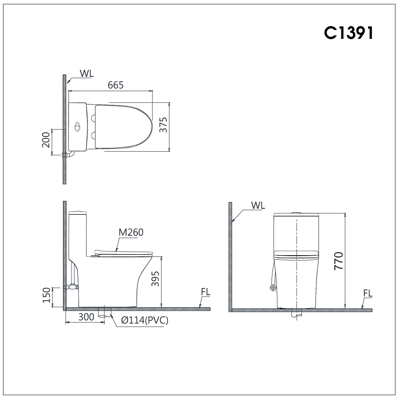  Bàn Cầu một khối kết hợp với nắp điện tử - C1391F + TAF512H 