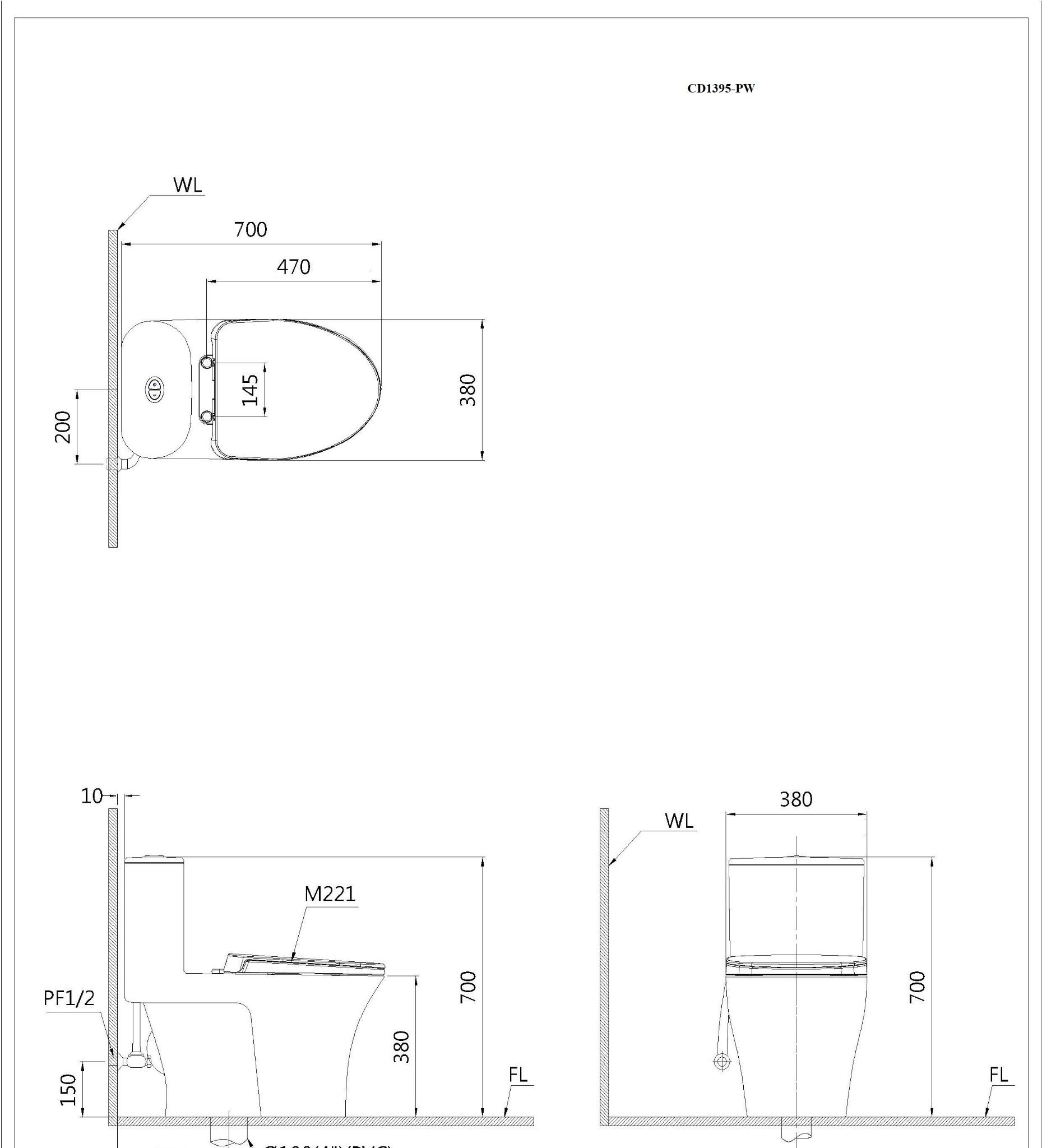  Bàn Cầu Một Khối Nắp Êm - CD1395 