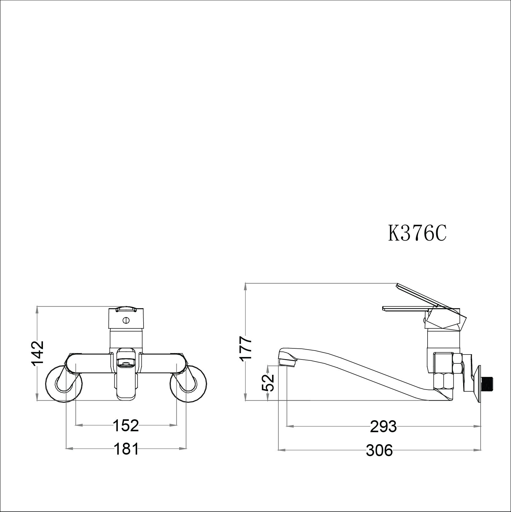  Vòi Bếp Nóng Lạnh Gắn Tường - K376C 