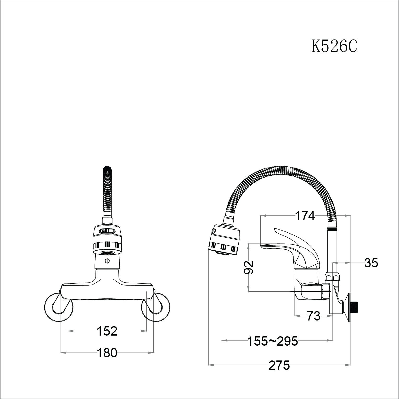  Vòi Bếp Nóng Lạnh Gắn Tường - K526C 