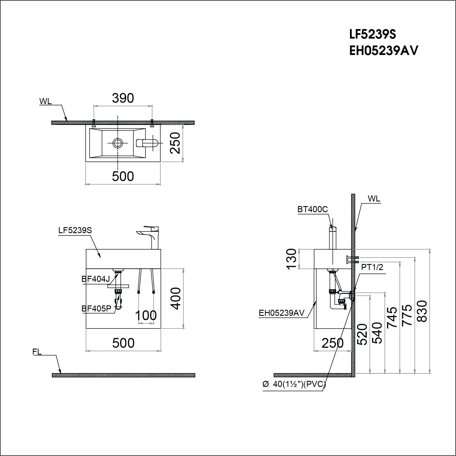  Lavabo + Tủ Treo - LF5239S + EH05239AV 