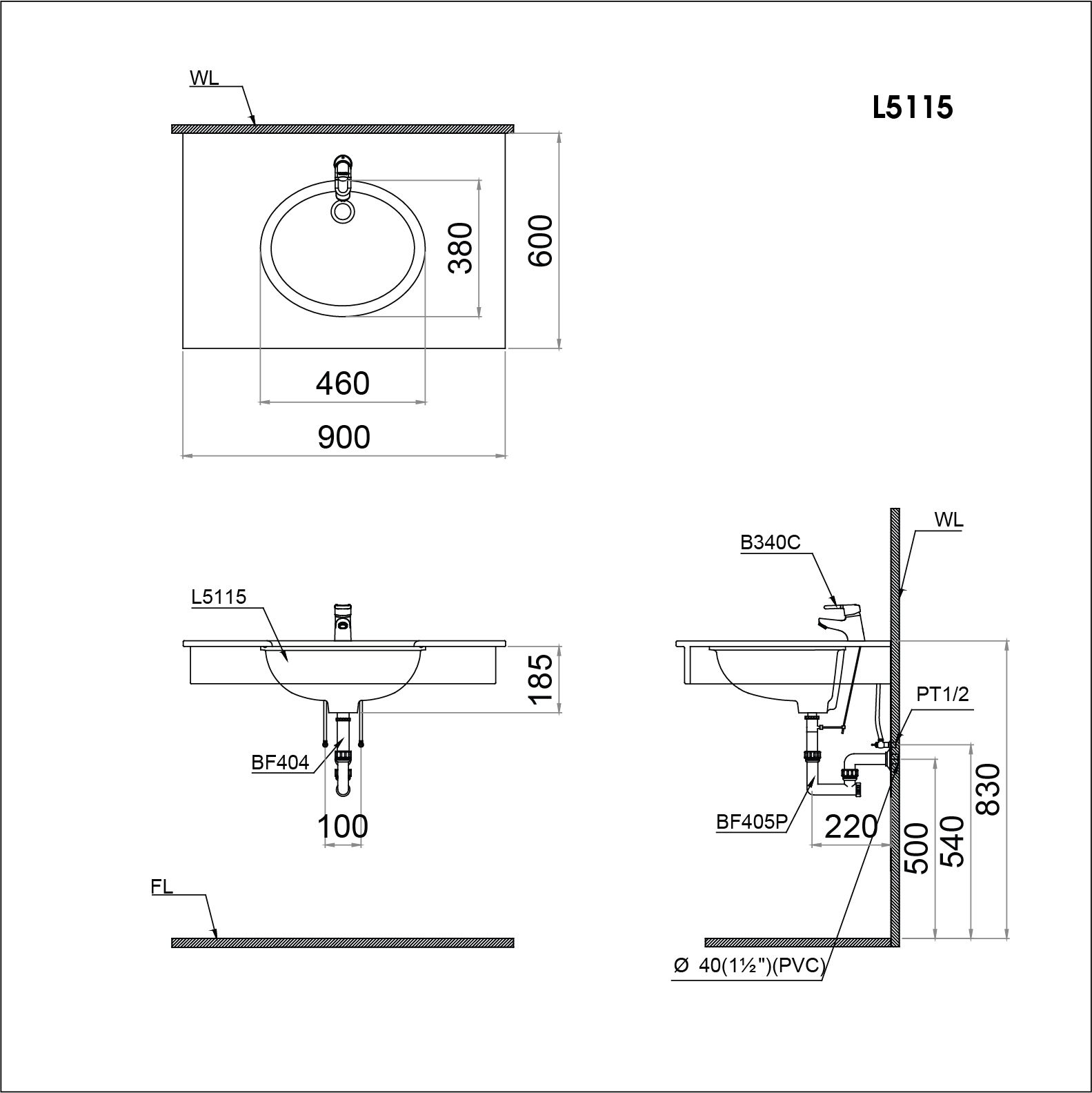  Lavabo Âm Bàn - L5115 