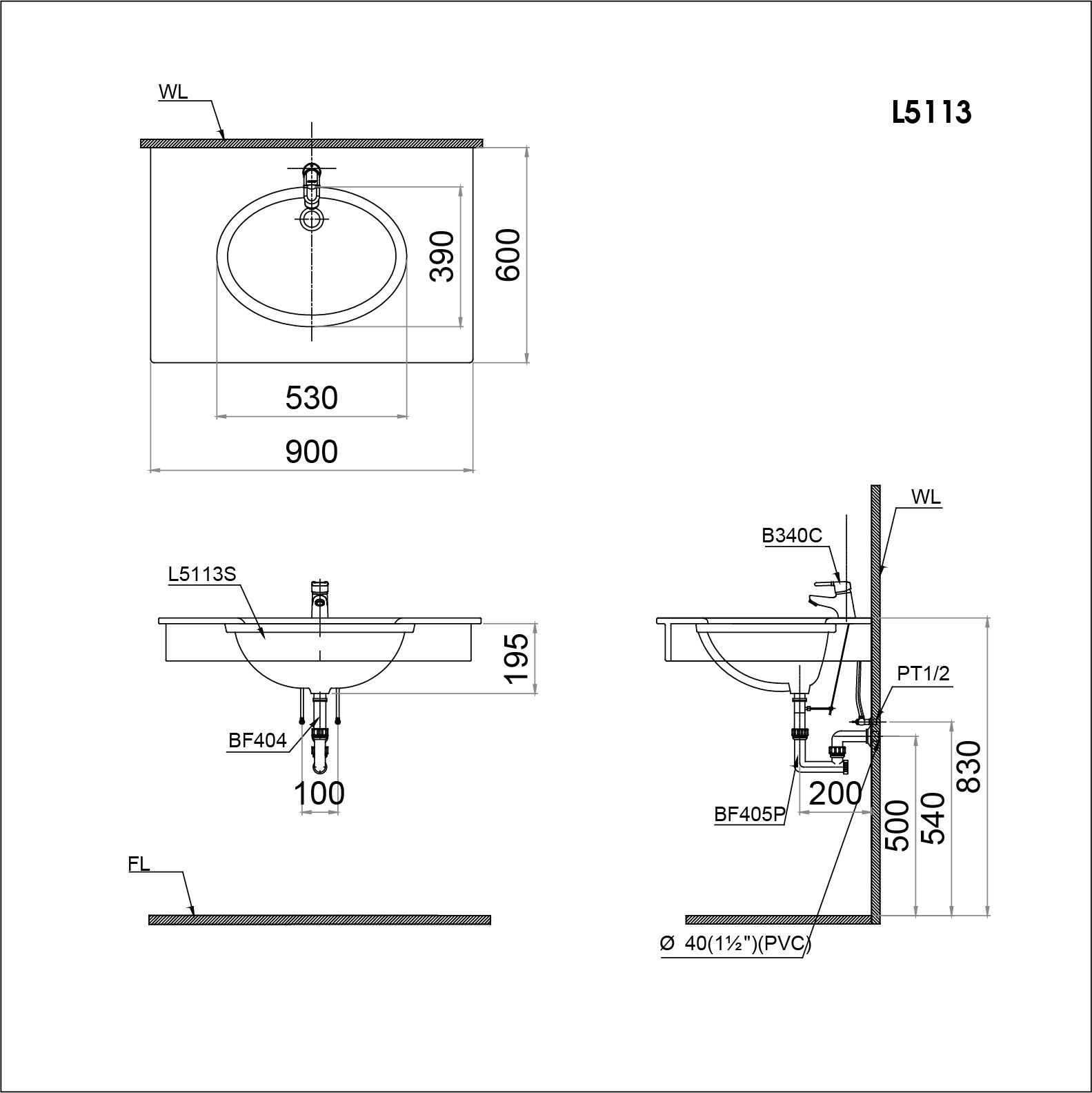  Lavabo Âm Bàn - L5113 