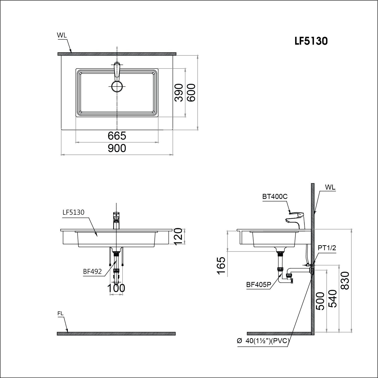  Lavabo Âm Bàn - LF5130 