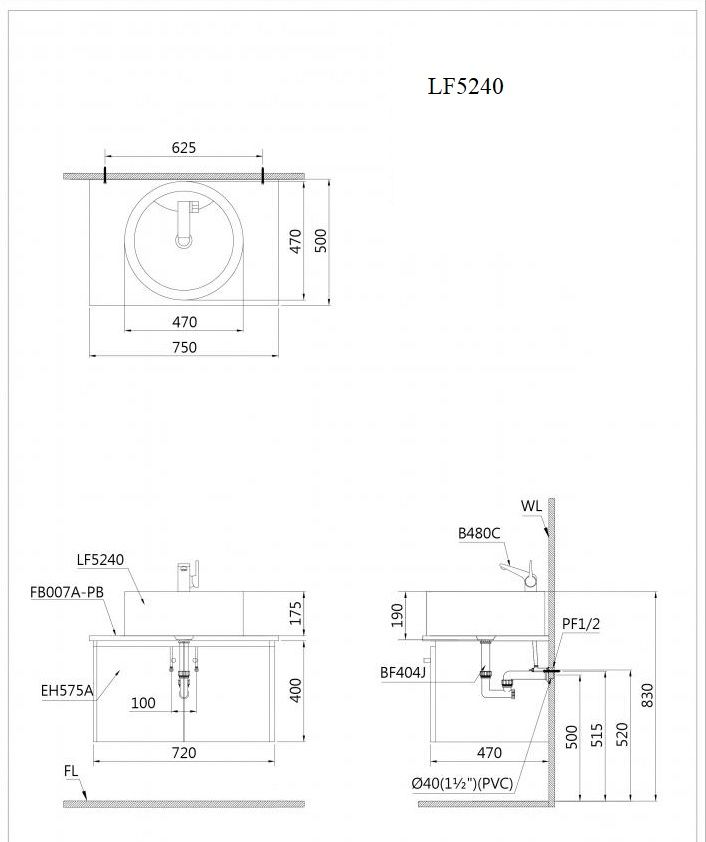  Lavabo Đặt Trên Bàn - LF5240 