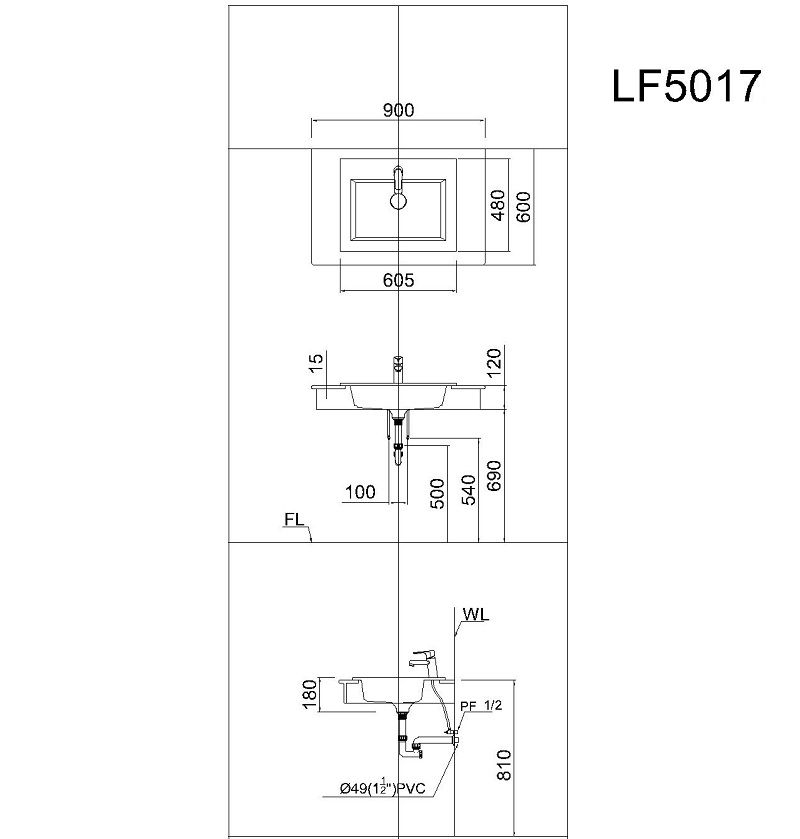  Lavabo Dương Bàn - LF5017 