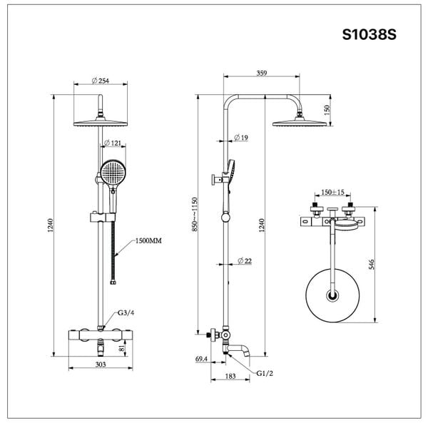  Sen tắm đứng nhiệt tự động - S1038S 