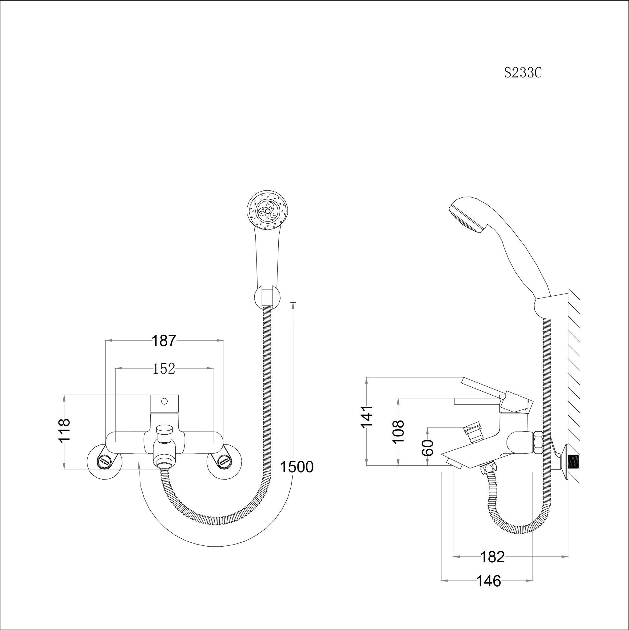  Vòi Sen Gạt Nóng Lạnh - S233C 