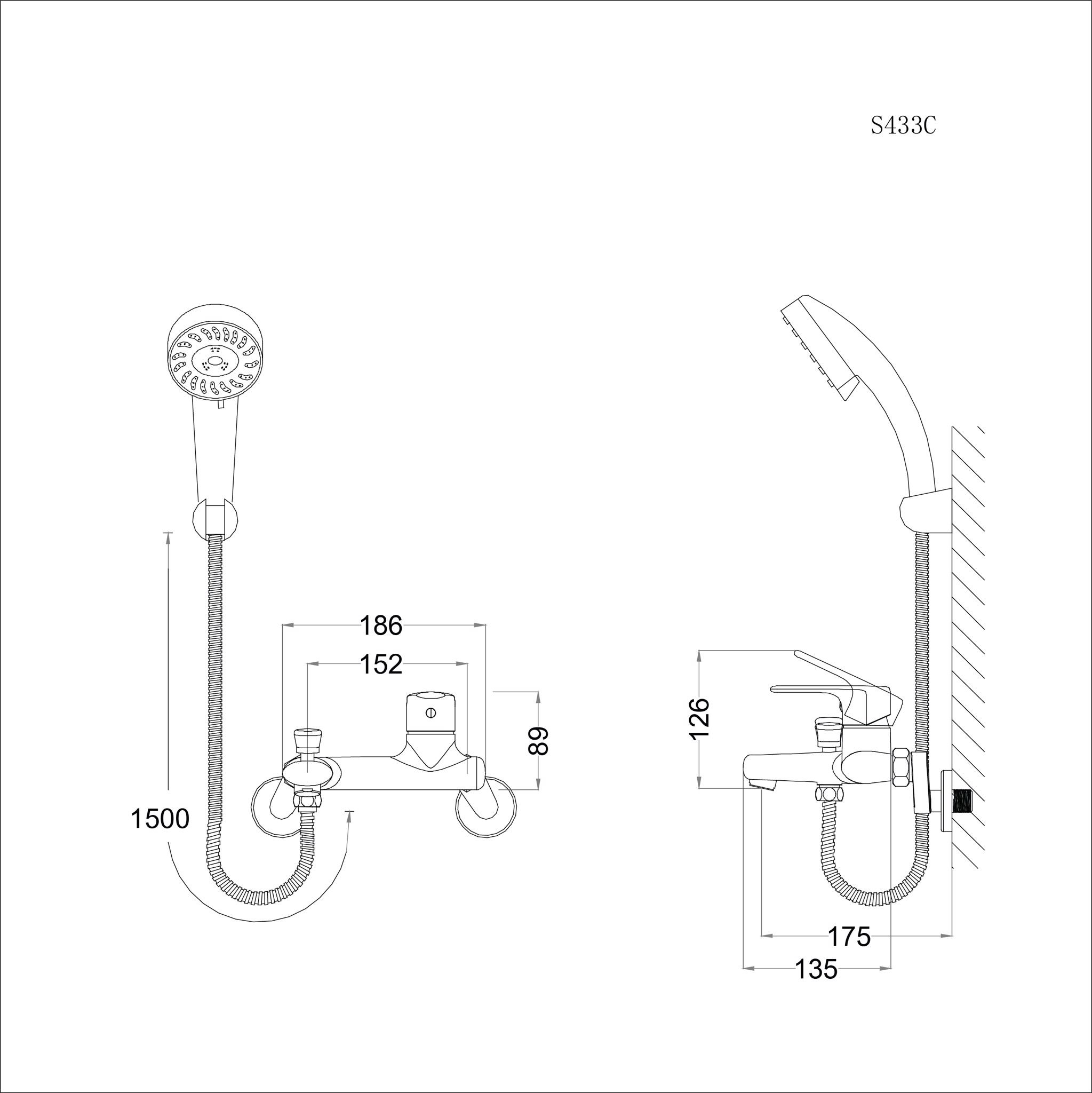  Vòi Sen Gạt Nóng Lạnh - S433C 