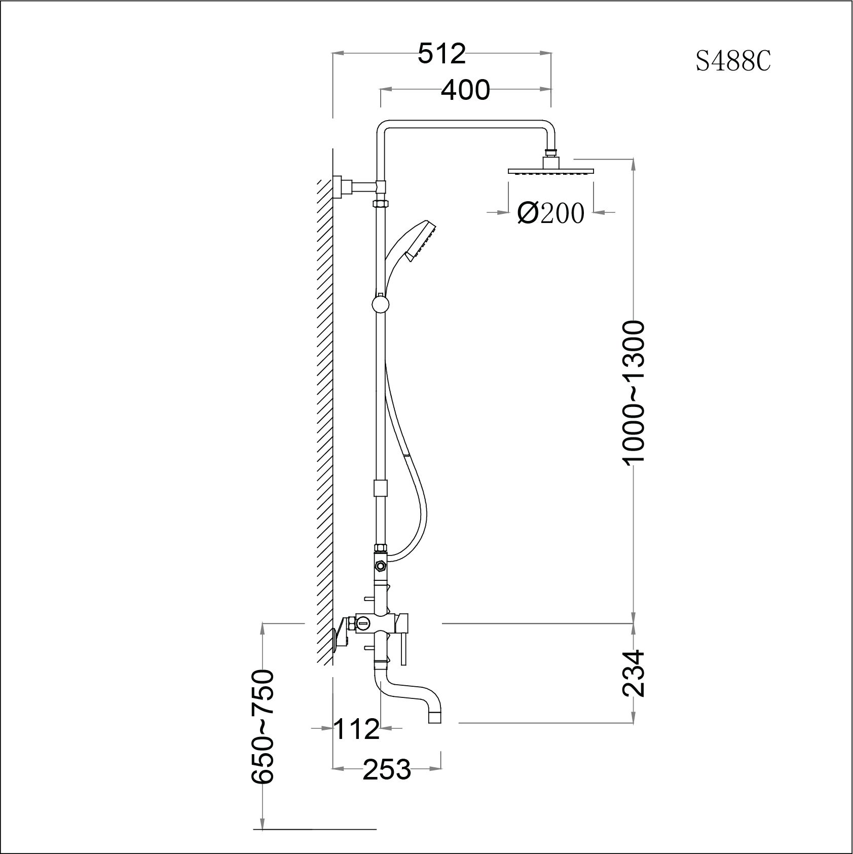  Bộ Vòi Sen Đứng Nóng Lạnh - S488C 