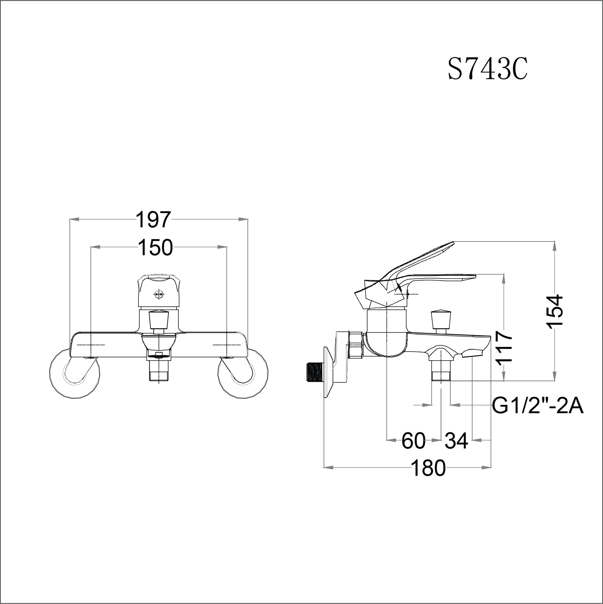  Vòi Sen Gạt Nóng Lạnh - S743C 