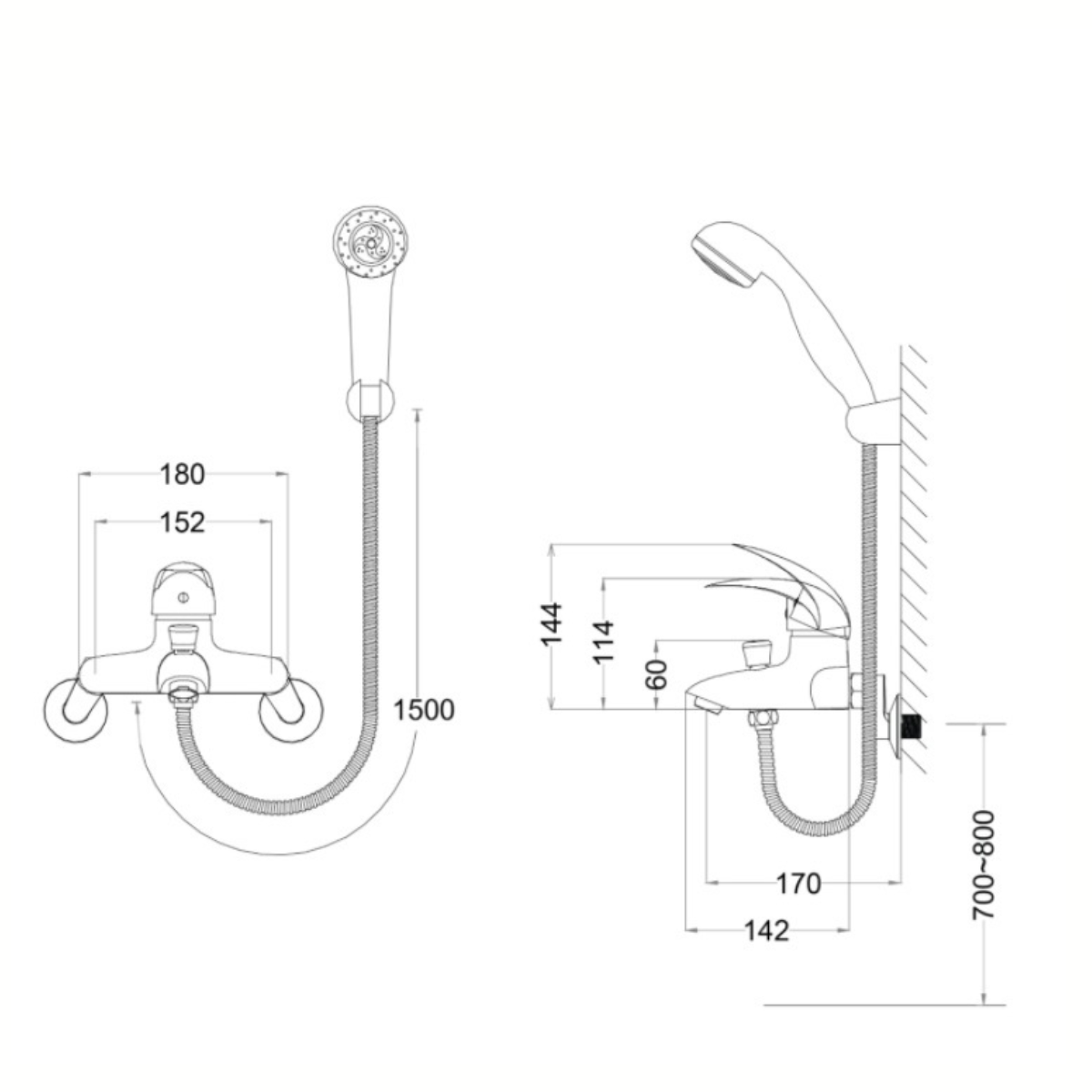  ESHOP_Vòi Sen Gạt Nóng Lạnh + Tay sen tăng áp kết hợp thanh trượt 