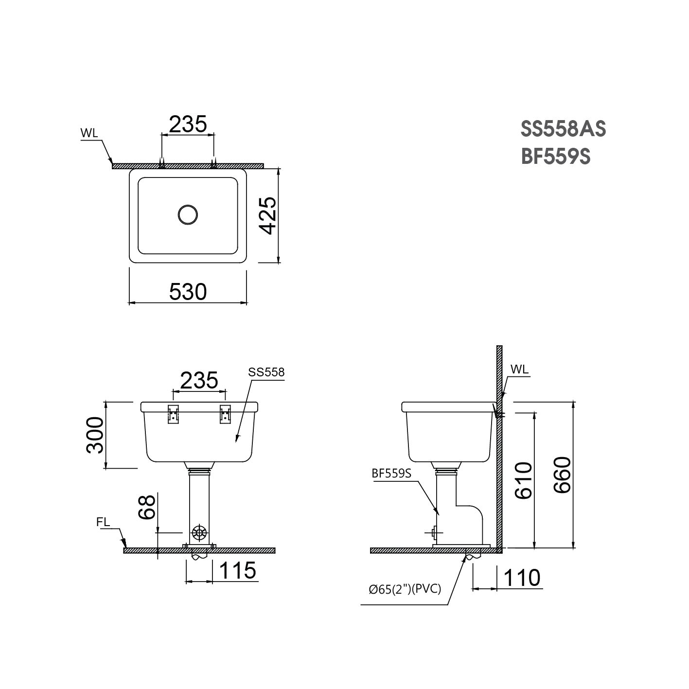  Chậu Giặt Xả Xuống Sàn - SS558AS 