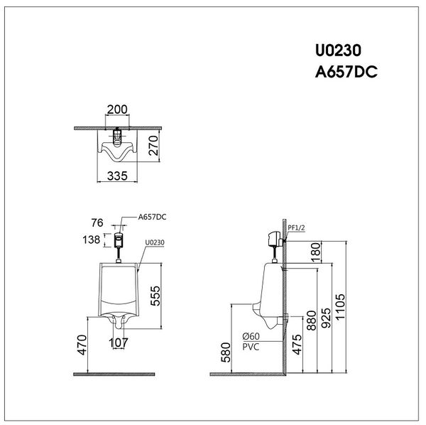  Bệ Tiểu Nam Treo Tường - U0230 