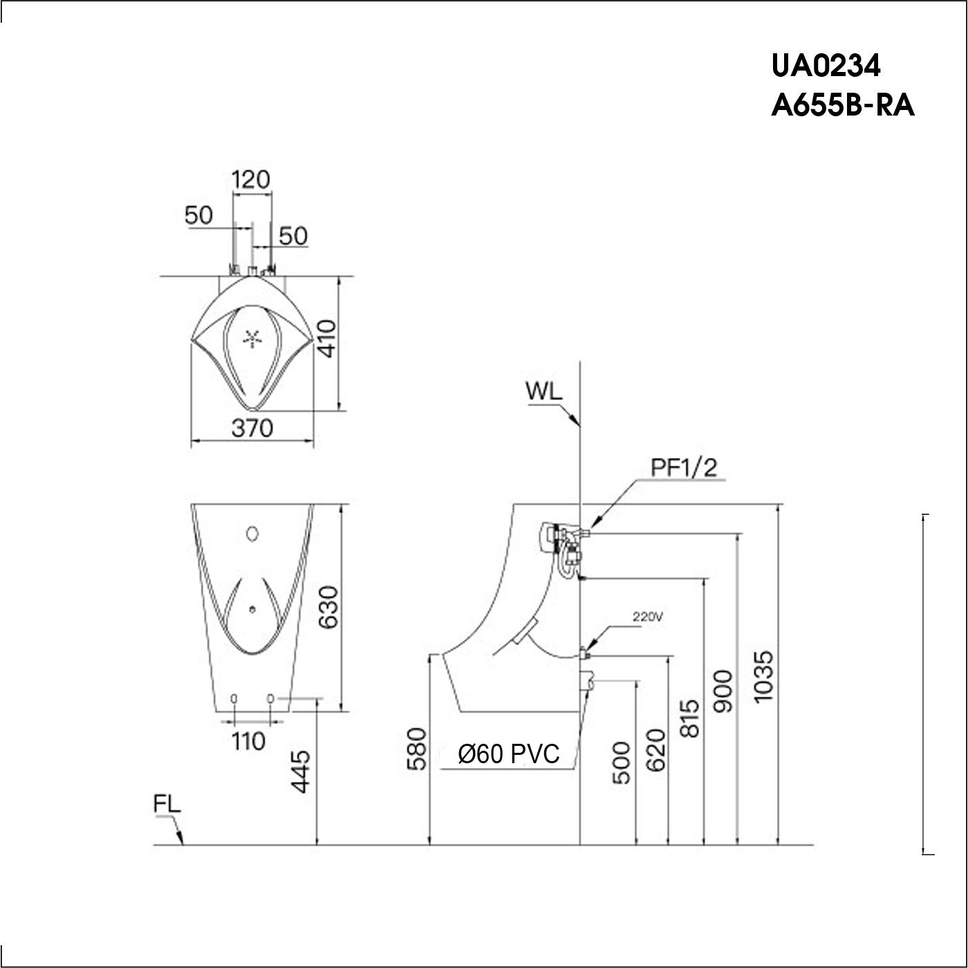  Bệ Tiểu Nam (Treo Tường) - UA0234 