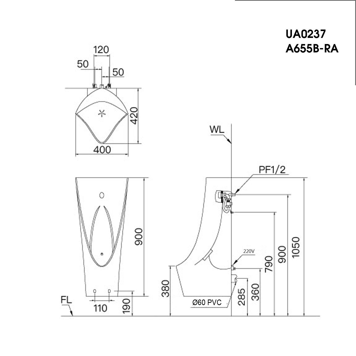  Bệ Tiểu Nam (Treo Tường) UA0237 