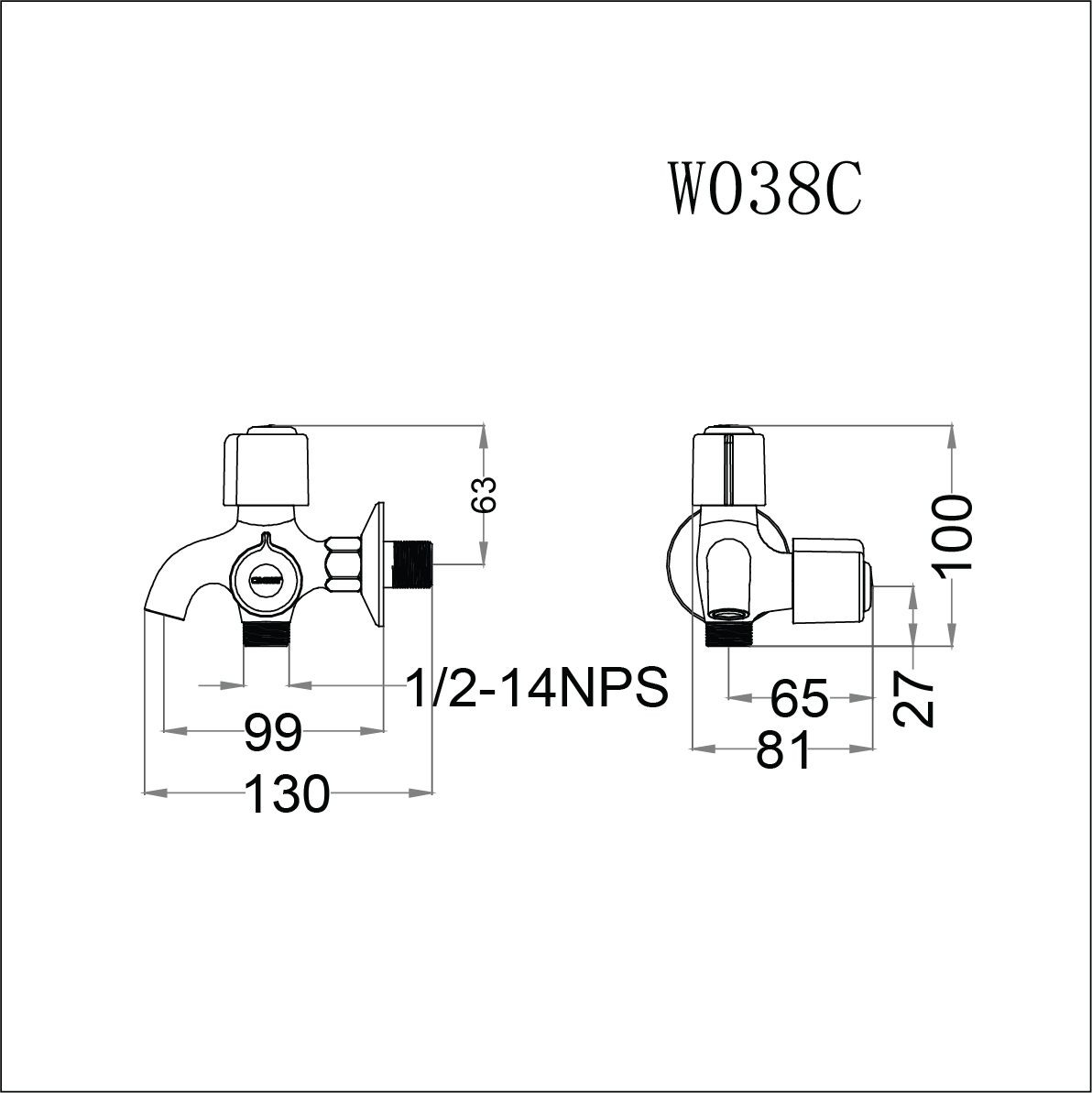  Vòi Gắn Tường Lạnh - W038C 