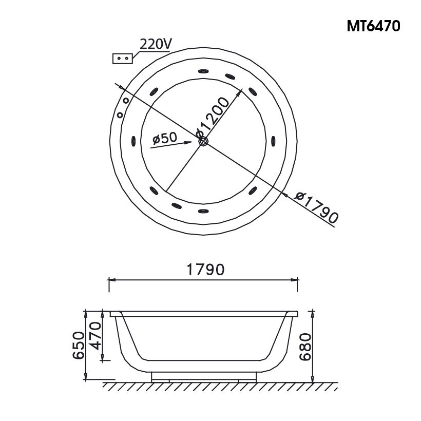  Bồn Tắm Tròn Massage - MT6470 