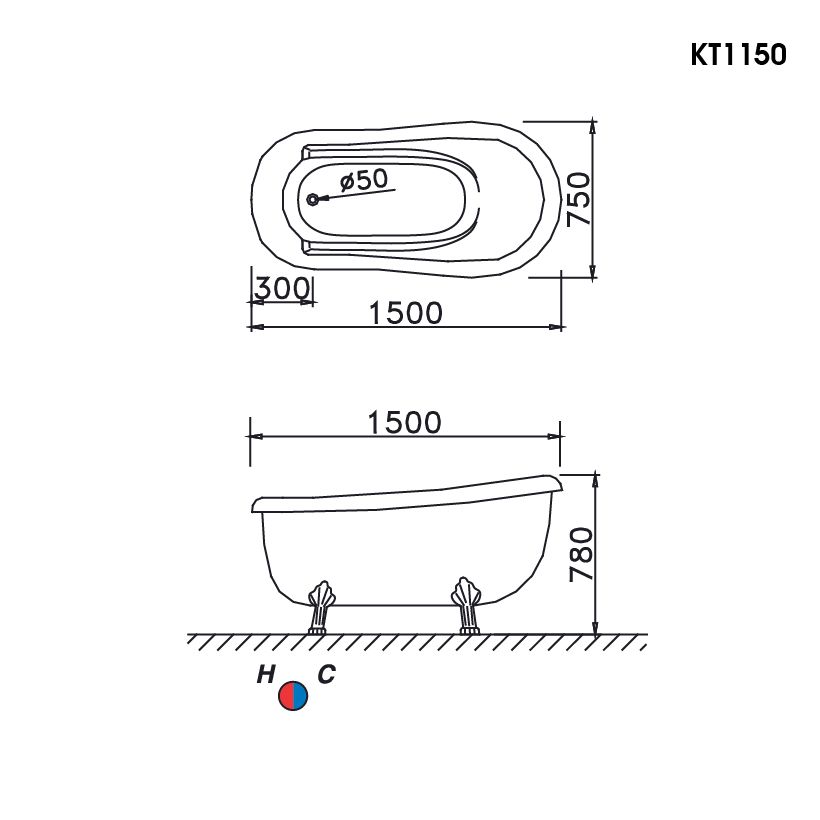  Bồn Tắm Ngồi - KT1150 