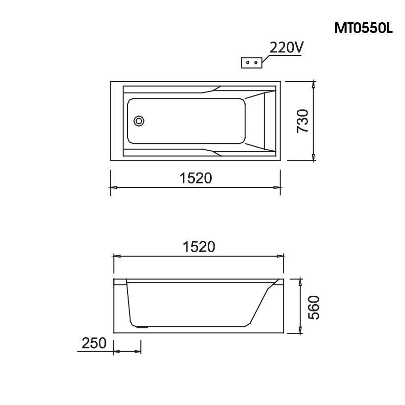  Bồn Tắm Massage Chân Yếm - MT0550L/R 