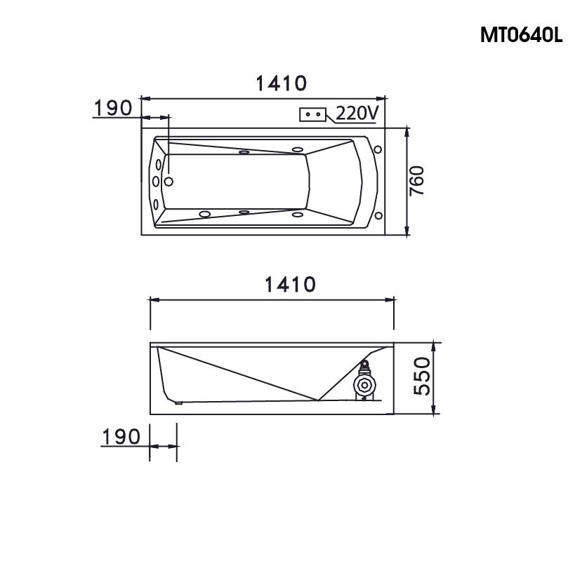  Bồn Tắm Massage Chân Yếm - MT0640L/R 