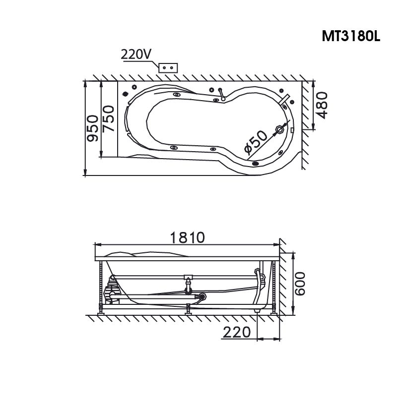  Bồn Tắm Chân Yếm - AT3180L/R 