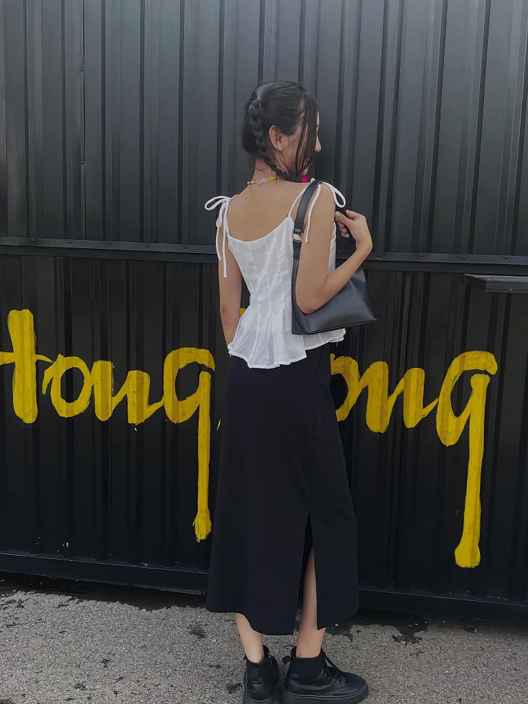 Váy thun ba lỗ xẻ tà đen