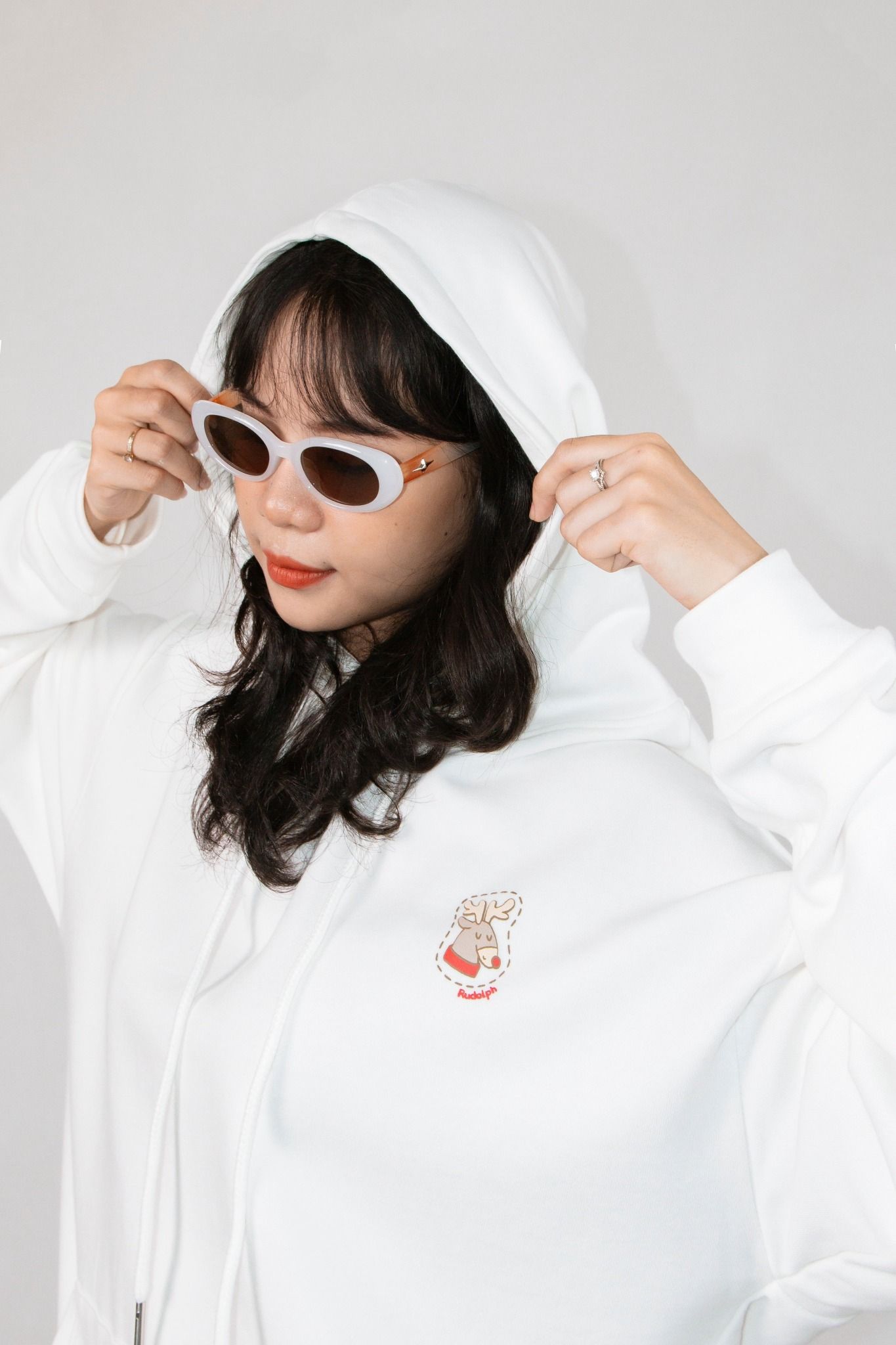  A24720 - A hoodies 2809 in tuần lộc lưng in The red 