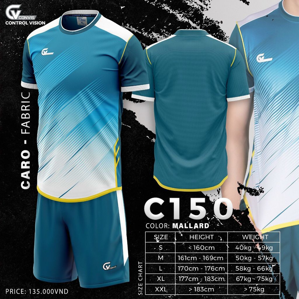 Quần Áo Bóng Đá Không Logo RIKI CV C150 - Xanh Cổ Vịt