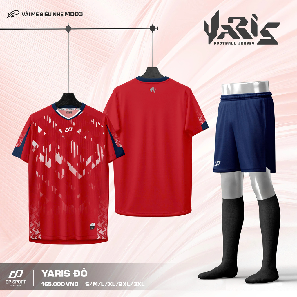 Quần Áo Bóng Đá Không Logo CP Yaris - Đỏ