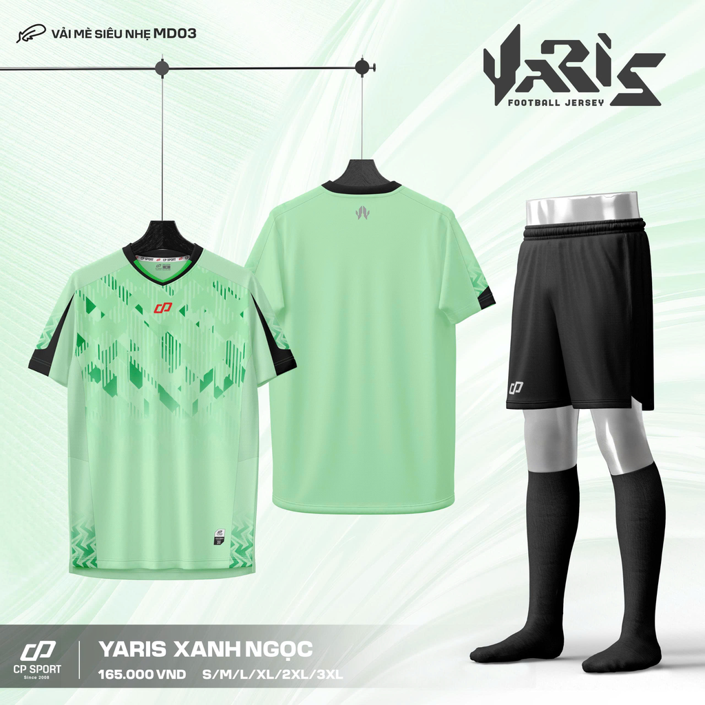 Quần Áo Bóng Đá Không Logo CP Yaris - Xanh Ngọc