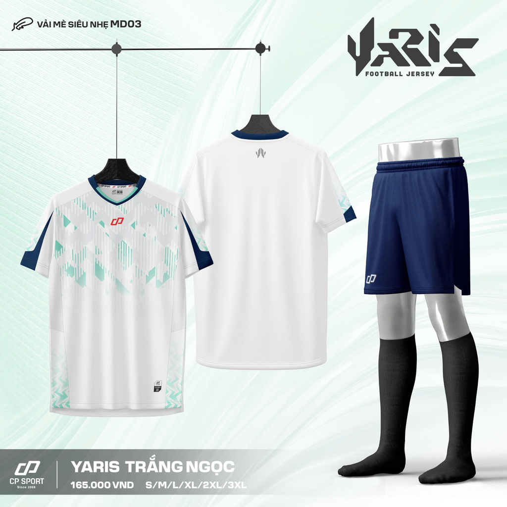 Quần Áo Bóng Đá Không Logo CP Yaris - Trắng Ngọc