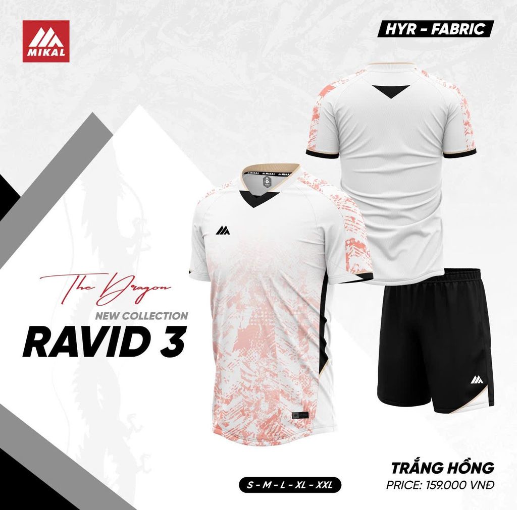 Quần Áo Bóng Đá Không Logo Mikal Ravid 3 K5 - Trắng Hồng