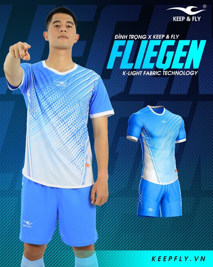 Bộ áo bóng đá Fliegen Xanh Ya