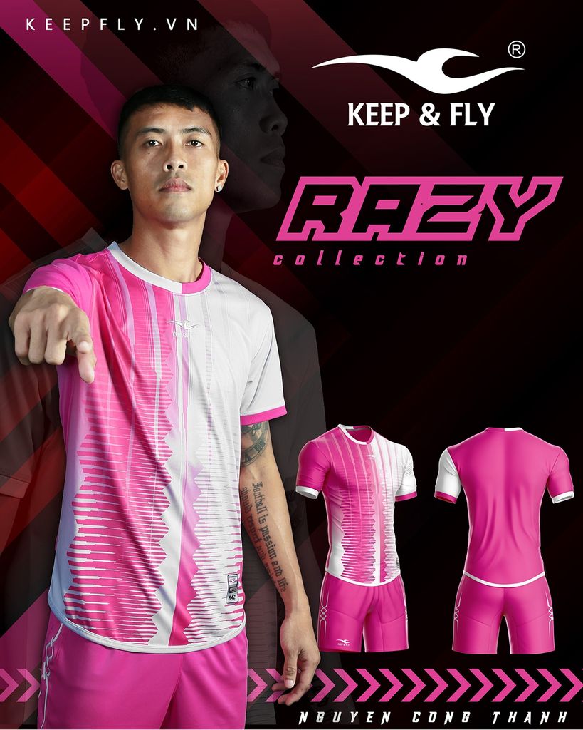 Quần Áo Bóng Đá Không Logo Keep Fly Razy  - Hồng