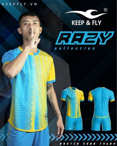 Quần Áo Bóng Đá Không Logo Keep Fly Razy - Xanh Ya