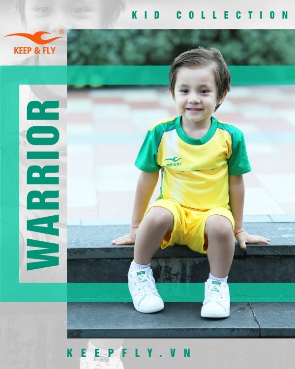 Bộ áo bóng đá Warrior Kid vàng