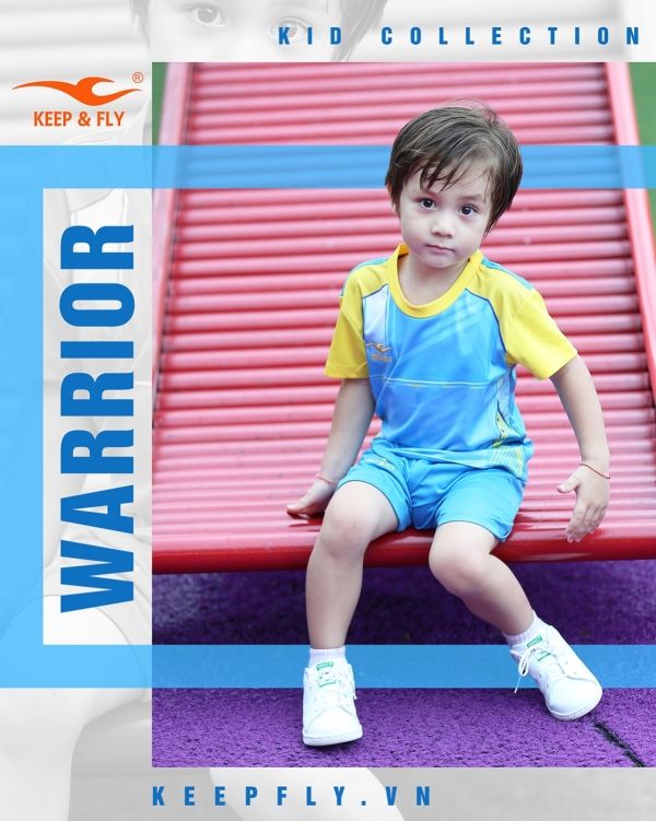 Bộ áo bóng đá Warrior Kid xanh ya