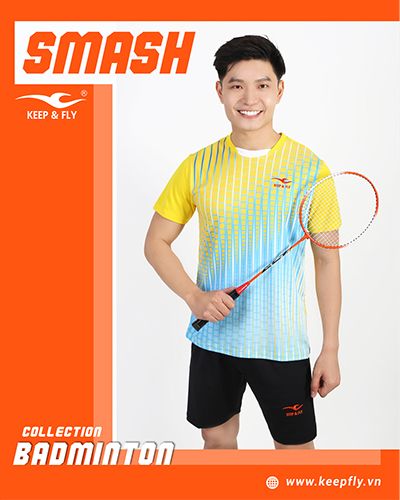 Áo cầu lông nam Smash vàng