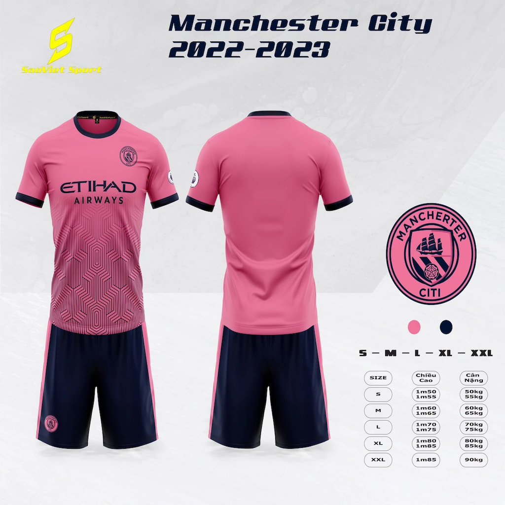 Quần áo bóng đá Sao Việt 2022 Man City Hồng