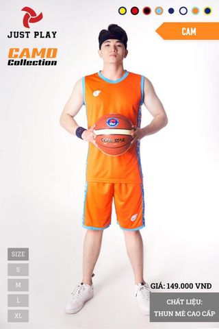 Quần áo bóng rổ CAMO vải mè cao cấp 7 màu-Cam