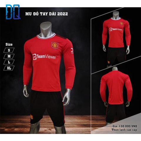 Quần áo đá banh MU đỏ sân nhà tay dài 2022 FLG -Quần đen