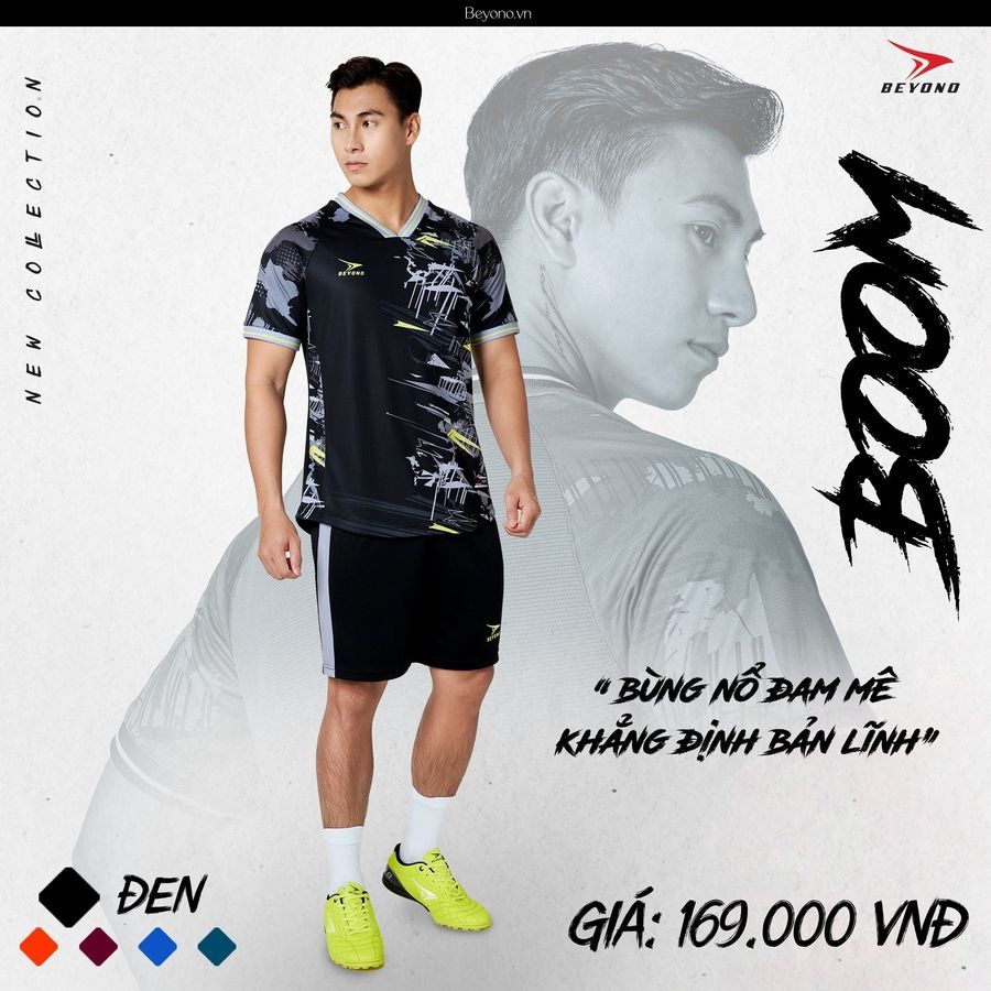 QUẦN ÁO BÓNG ĐÁ KHÔNG LOGO BEYONO BOOM - ĐEN