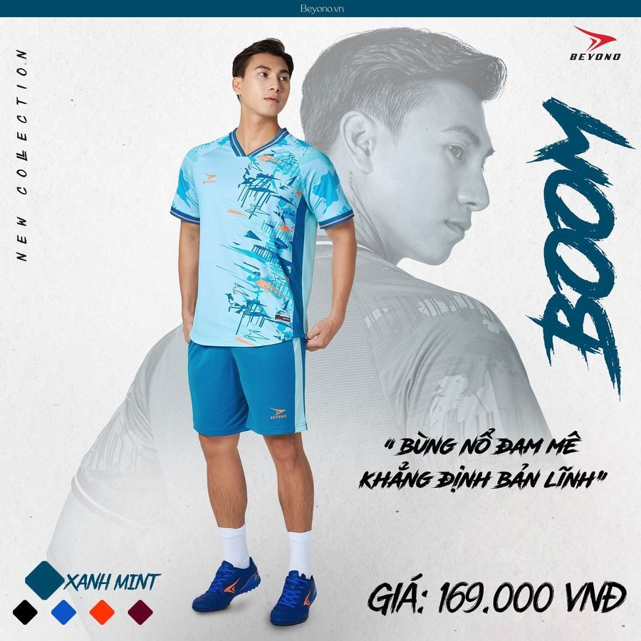QUẦN ÁO BÓNG ĐÁ KHÔNG LOGO BEYONO BOOM - XANH MINT