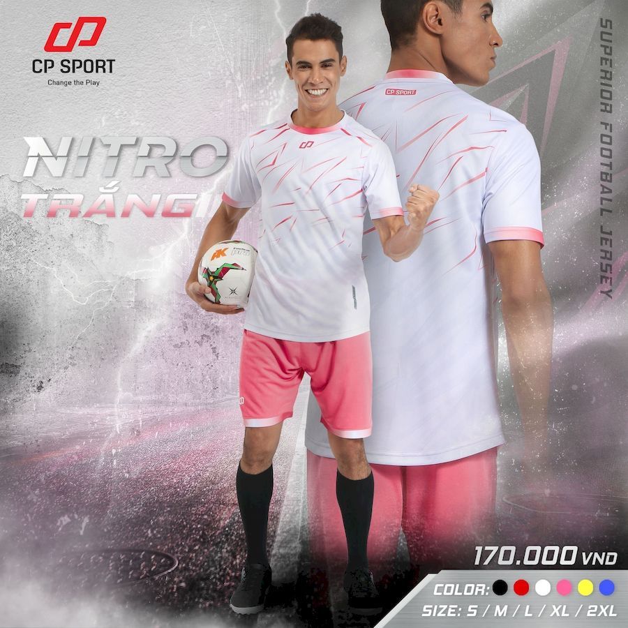 Quần Áo Bóng Đá Không Logo CP  NITRO - Trắng