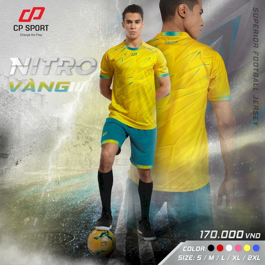 Quần Áo Bóng Đá Không Logo CP  NITRO - Vàng