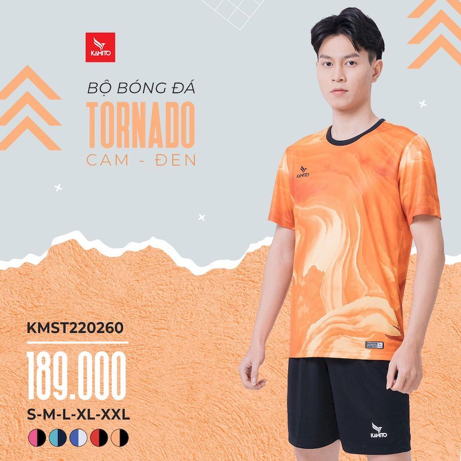 Quần Áo Bóng Đá Không Logo Kamito TORNADO - Cam