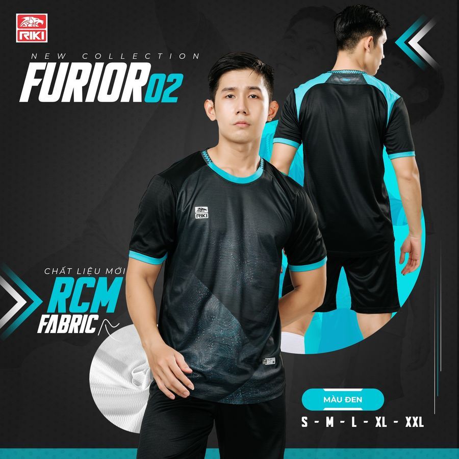 Quần ÁO Bóng Đá Không Logo RIKI FURIO 02 - Đen