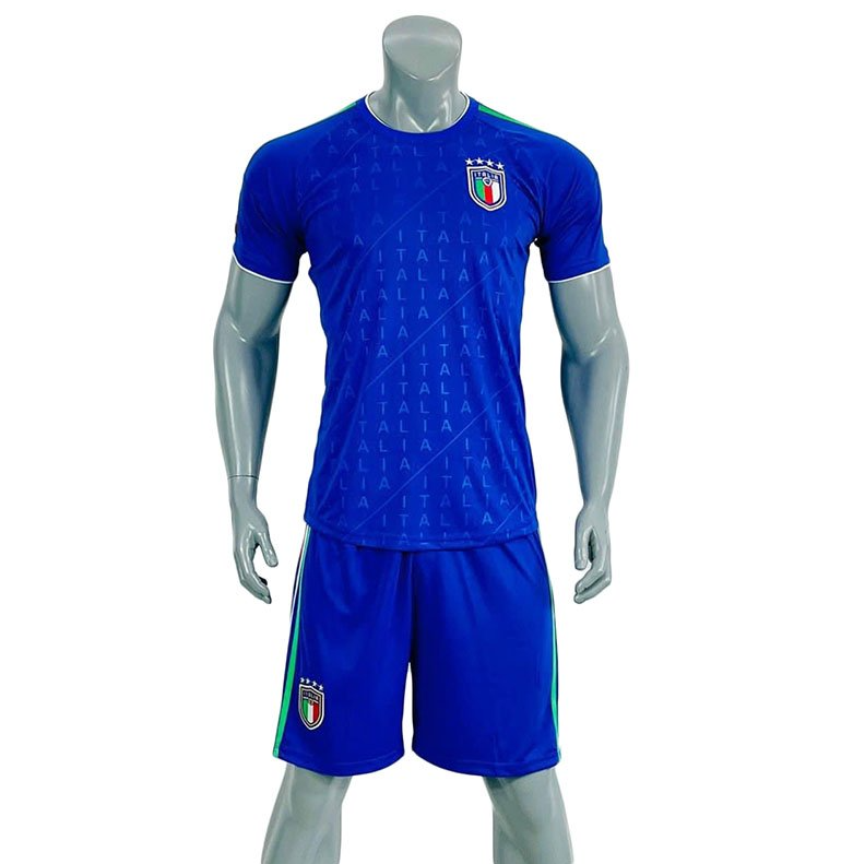 Quần áo Bóng đá Italia 2022 màu xanh bích- Vải thun lạnh không xù, không nhăn