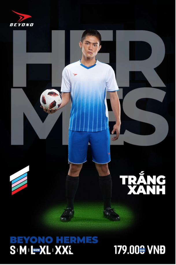 Quần áo Bóng đá Beyono Hermes Trắng xanh